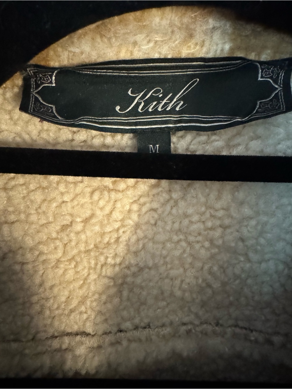 Kith Mohair Plaid Sherpa Lined Overshirt Jacket Blue Tan Men’s Medium Shacket - Picture 4 of 10